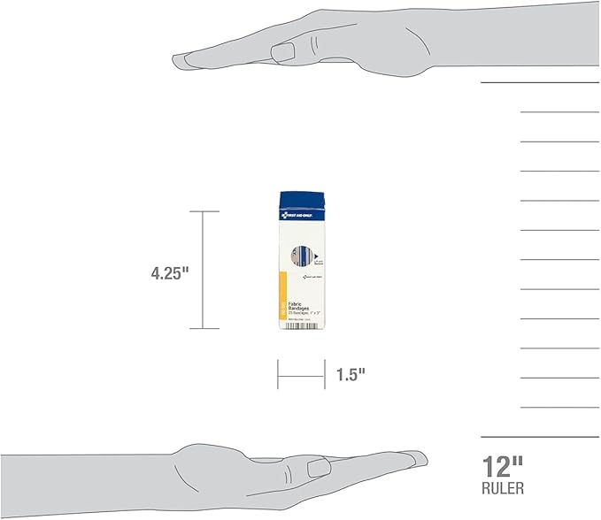 First Aid Only, Inc FAE3001 Fabric Bandages, 1-Inch x 3-Inch, 25/Box