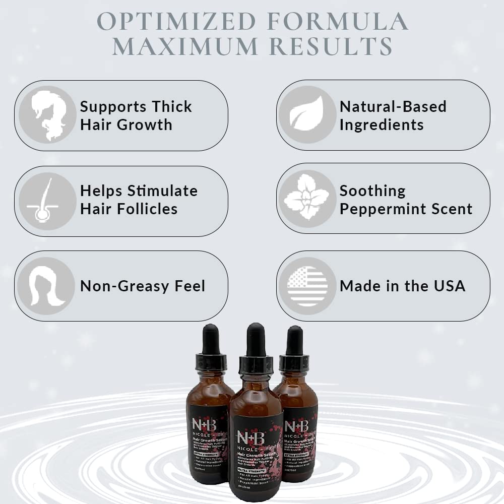 N+B Hair Growth Serum - Helps Promote Thicker, Fuller, & Healthier Hair w/Biotin, Natural-Based Formula, Helps Prevent Hair Fall & Thinning, For Women In All Hair Types - (2oz.) (3-Pack)