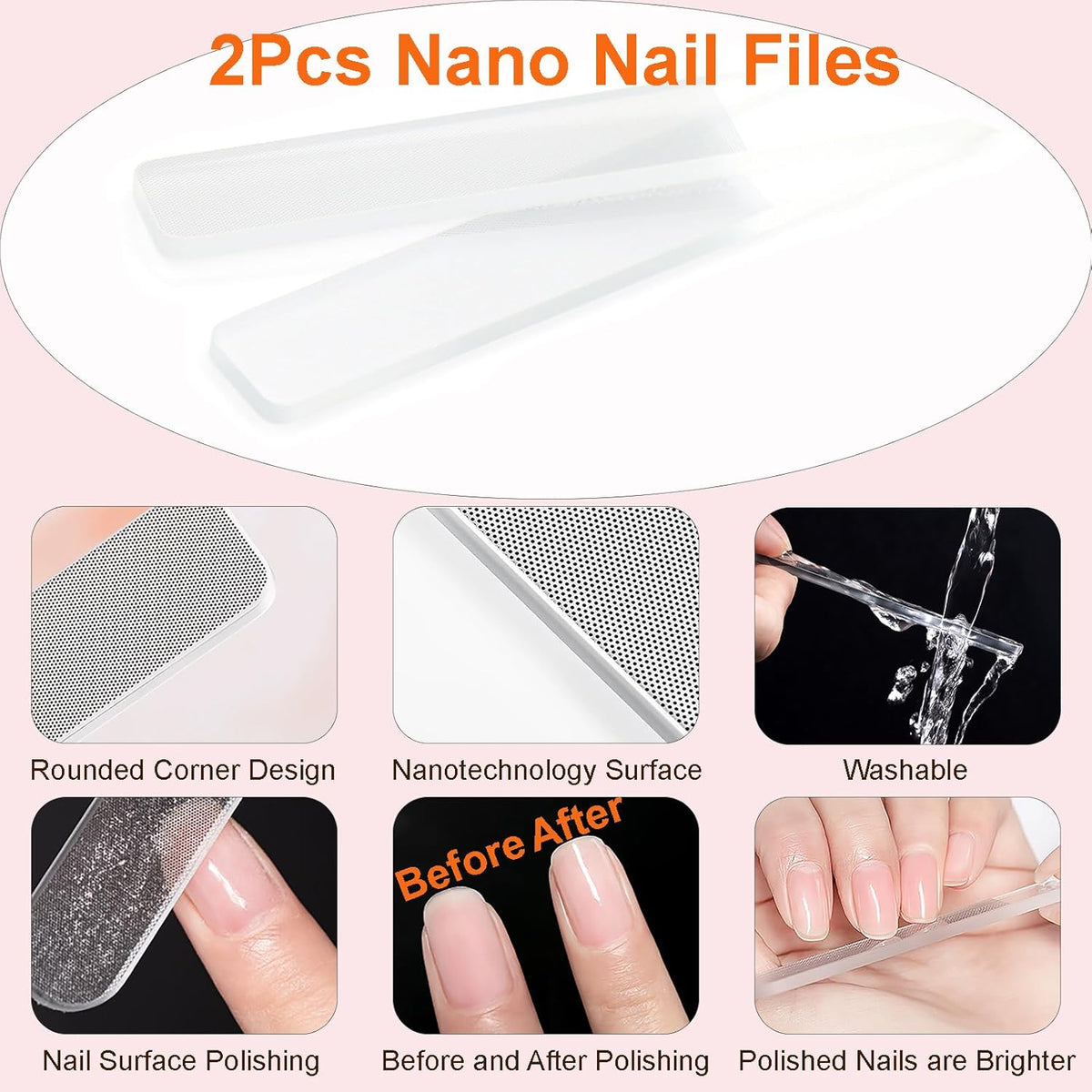 MYR 6Pcs Nail Art Brushes and 2Pcs Nano Nail Files, Metal Nail Art Tools, Acrylic Nail Brushes, Nail Design Tools, suitable for Personalized Nail Art Designs such as Flowers and Irregular Patterns