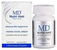 MD Nutri Hair Growth Supplement con biotina (30 cápsulas) | Previene la caída del cabello, minimiza la caída del cabello, el adelgazamiento, la rotura y promueve el cabello más largo y grueso | Formul