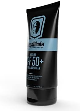 HeadBlade HeadLube SPF 50 Men's Lotion and Sunscreen - No Greasiness, Sweat Resistant, Formulated for Face, Body & Scalps - Water Resistant for 80 Minutes, 5 fl oz