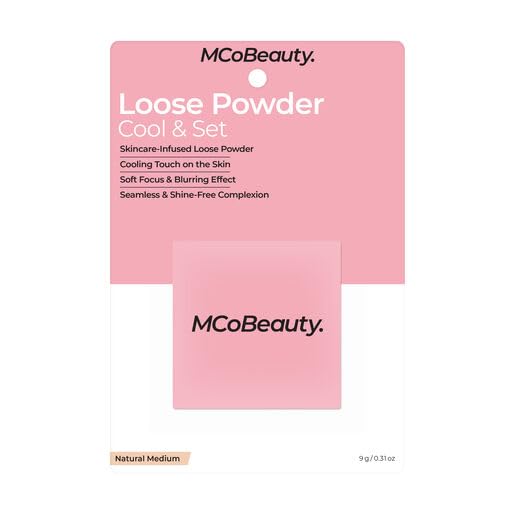MCoBeauty Loose Powder Cool & Set - Natural Medium, Finely Milled Water-Based Setting Powder, Vegan, Cruelty Free Cosmetics