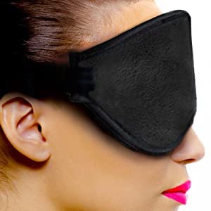 Dream Essentials - Escape 3D Sleep Mask, Earplugs and Carry Pouch Set, Molded Eye Shade for Men and Women, Contoured, Nose Bridge, Light Block, Memory Foam, Gift Set, Travel, Yoga, Blindfold - Black