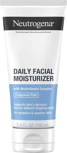 Neutrogena Fragrance Free Daily Facial Moisturizer, Face & Neck Moisturizer for Sensitive Skin with Vitamin B3, Pro-Vitamin B5 & Vitamin E Supports Skin's Dynamic Barrier, 3.4 fl. oz, Pack of 3
