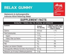 Relax Gummy Vitamins with Ashwagandha & Melatonin, 60 Count, Strawberry Flavored, Vegan, Gelatin Free, Gluten Free, Nut Free, Relaxes Mind, Soulful Sleep