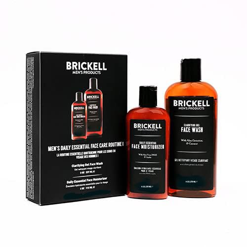 Brickell Men's Daily Essential Face Care Routine I, Gel Facial Cleanser Wash and Face Moisturizer Lotion, Men's Skincare Gift Set Natural and Organic, Scented