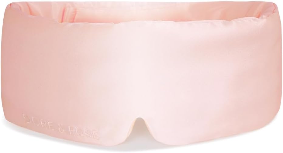 Dore & Rose Deep Sleep Mask Light Blocking, 23 Momme Mulberry Silk Eye Mask, Ultra Soft, Adjustable - Travel Sleeping Mask for Men & Women - Pink