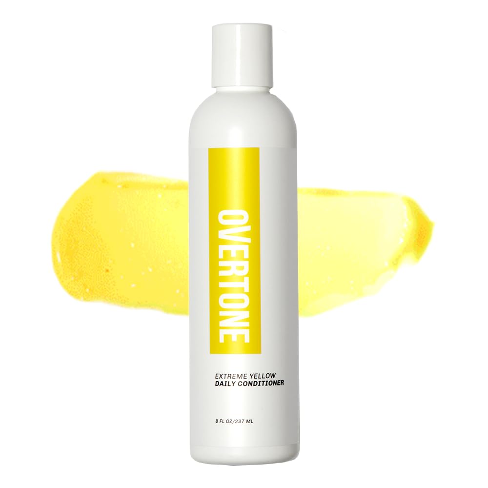 Overtone Daily Color Depositing Conditioner For All Hair Types: 8oz Temporary Coloring Conditioner w/Shea Butter & Coconut Oil, Refresh Color & Prevent Fading, Vegan & Cruelty-Free, Extreme Yellow