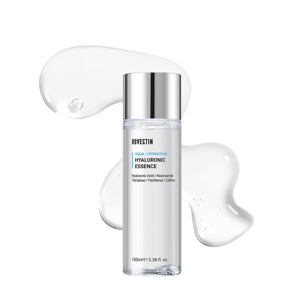 ROVECTIN Aqua Hyaluronic Essence (Activating Treatment Lotion) - 7 Layers Hyaluronic Acid Facial Toner with Niacinamide & Panthenol, Vegan Korean Skin Care (3.38 fl.oz, 100ml)