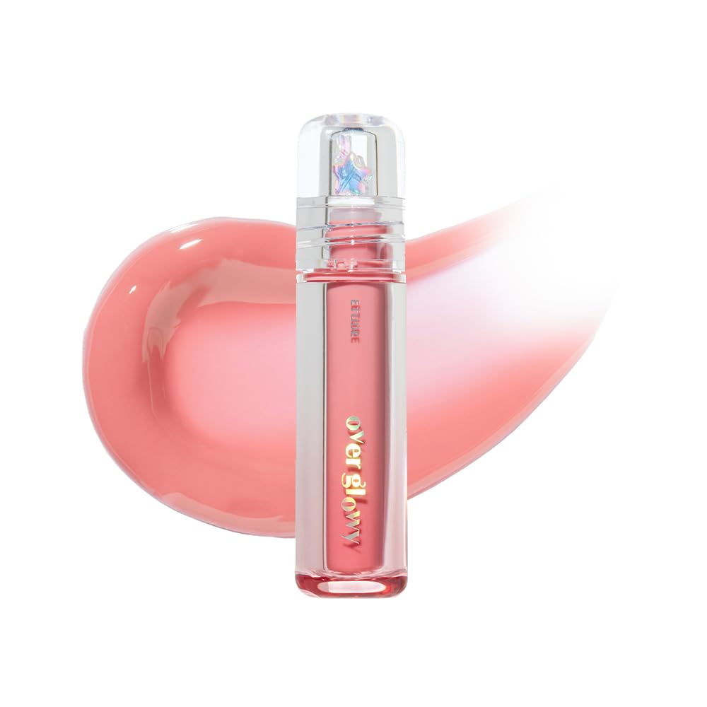 ETUDE Over Glowy Lip Gloss #1 Sweety Cream | Non-Sticky Vegan Lip Tint | Moisturized & Long-lasting Lip Gloss | Daily Tint for Dry Lips, Korean Makeup, K-beauty, Perfect for Gift