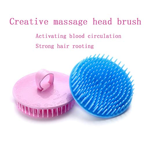 Hair Scalp Brush Dandruff Cleaning Brush Shower Scalp Shampoo Brush Scalp Massager Pack of 4(Blue and Pink)