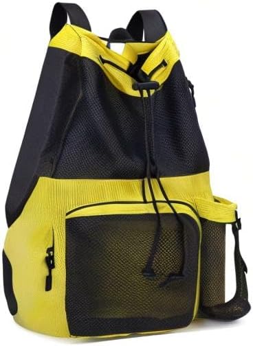 Lohol Large Mesh Drawstring Backpack with Shoe Bag, Durable Swimming String Sack with Handle for Sports Gym Yoga Beach Travel