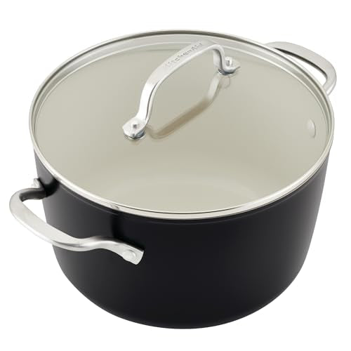 KitchenAid Hard Anodized Ceramic Nonstick Cookware Pots and Pans Set, 9 Piece - Matte Black