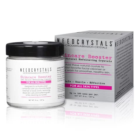 NeedCrystals Microdermabrasion Crystals DIY Face Scrub. Natural Facial Exfoliator for Dull or Dry Skin Improves Scars, Blackheads, Pore Size, Wrinkles, Blemishes & Skin Texture 8 oz. / 227g.