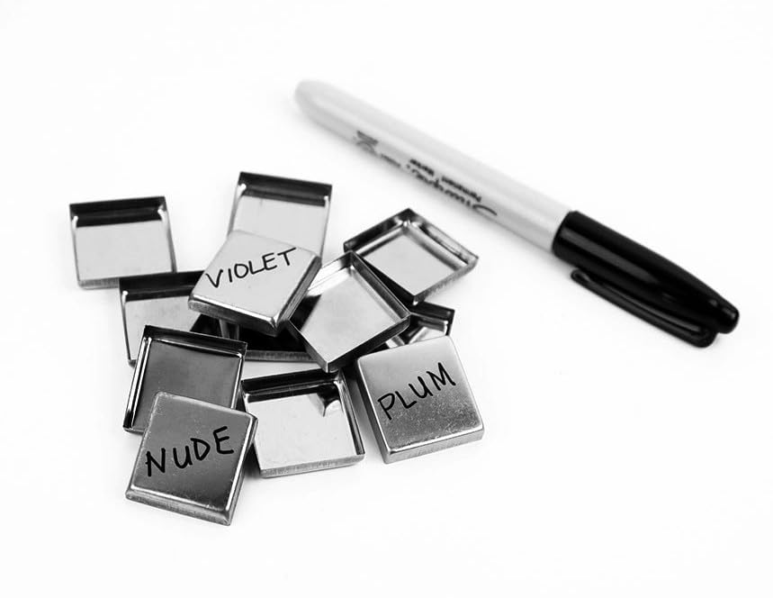 Silver Empty Square Metal Pans 60 Pack for Eyeshadow Palette Magnetic Makeup Palette (26mm)