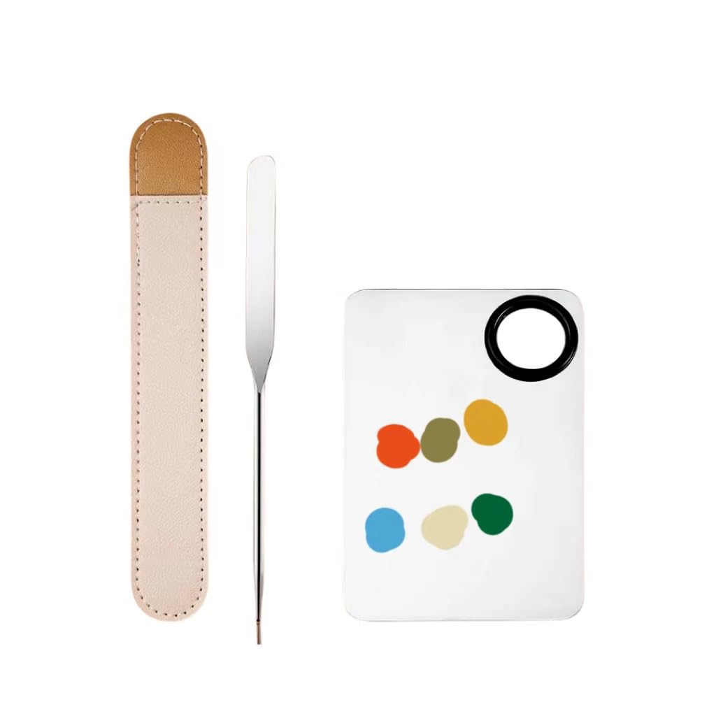 Stainless steel make-up spatula and tray set Make-up spatula Foundation stick Special make-up tray Nail art tray Nail art tools, Silver