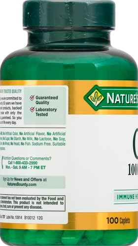 Nature's Bounty Vitamin C 1000mg, Immune Support Supplement, Powerful Antioxidant, 2 Pack, 100 Caplets