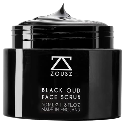 Black Oud Charcoal Men’s Face Scrub & Mask – Deep Cleansing Exfoliating Clay Face Wash with Activated Charcoal, Salicylic Acid & Hyaluronic Acid – Clears Pores & Revives Skin – 50ml