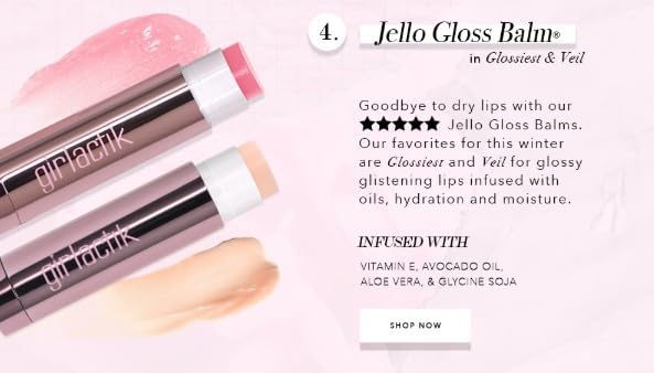 Girlactik Jello Gloss Balm – Hydrating Lip Gloss with Natural Shine, Pink Lemonade Scent, Moisturizing, and Smooth, Perfect for Everyday Lip Care with a Glossy Finish, 0.15 oz (Veil)