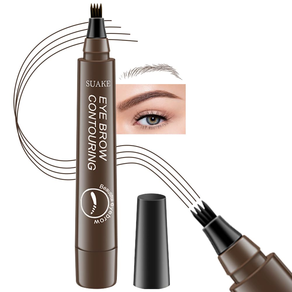 Kaely Eyebrow Pencils for Women, 4 Tip Magical Precise Waterproof Brow Pen, Microblading Eyebrow Contouring Pen, lapiz de cejas 3d Eye Brow Gel, 24h Smudge Proof,02 Dark Brown