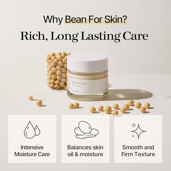 mixsoon Bean Cream - Intensive Moisture Face Cream For Smooth, Nourished Skin, Pore & Sebum Care - Korean Skincare For Glass Skin - Non-stick (1.69 fl.oz / 50ml)