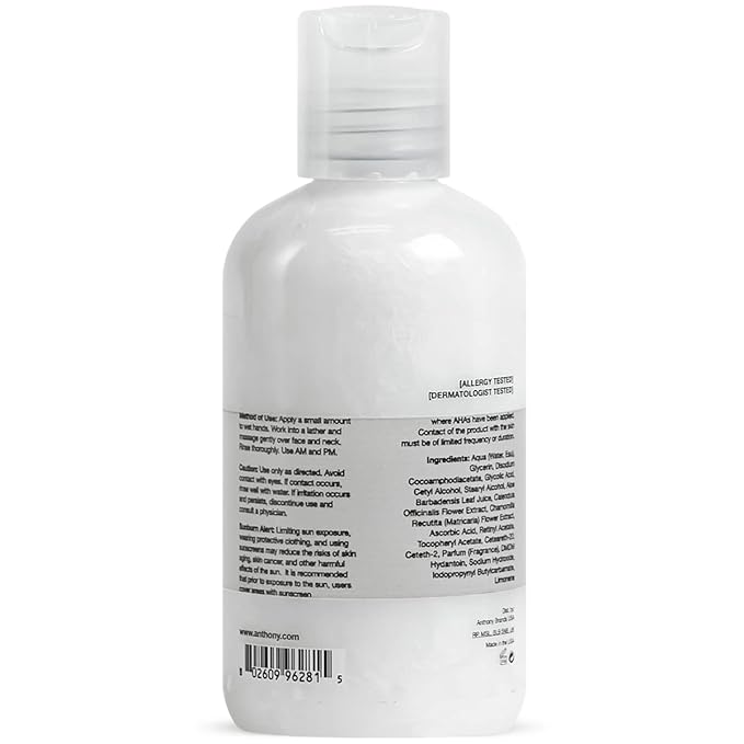 Anthony Glycolic Facial Cleanser for Men, Daily Exfoliating & Hydrating Face Wash, Shave Prep, Non-Foaming, Deep Cleansing, Gentle on Sensitive Skin, Removes Dirt & Oil, Smooths Texture, 3.4 Fl Oz