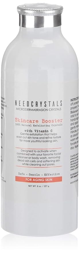 NeedCrystals Microdermabrasion Crystals, DIY Face Scrub with Vitamin C. Natural Facial Exfoliator for Dull or Dry Skin Improves Wrinkles, Anti-Aging, Skin Texture & Brightening. 8 oz