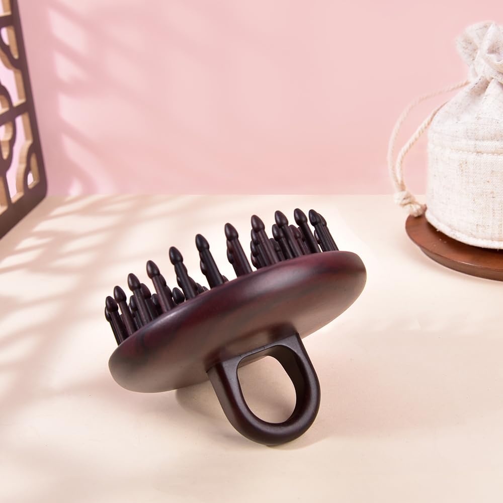 Massage Hair Comb Hair Brush Round Shape (Black Rosewood 1)