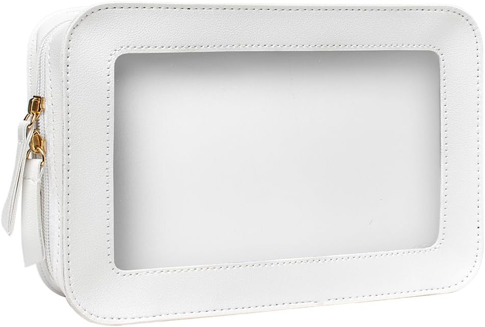 Clear Makeup Bag Small, TSA Approved Portable Toiletry Bag with Zipper Cosmetic Travel Bag Makeup Organizer Case Mini Makeup Pouch for Purse Car Organizer Bag for Women Men