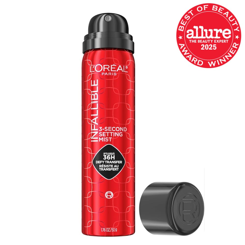 L'Oreal Paris Infallible 3-Second Setting Spray Mist, Microfine Mist for up to 36HR Wear, Clear, 1.76 oz