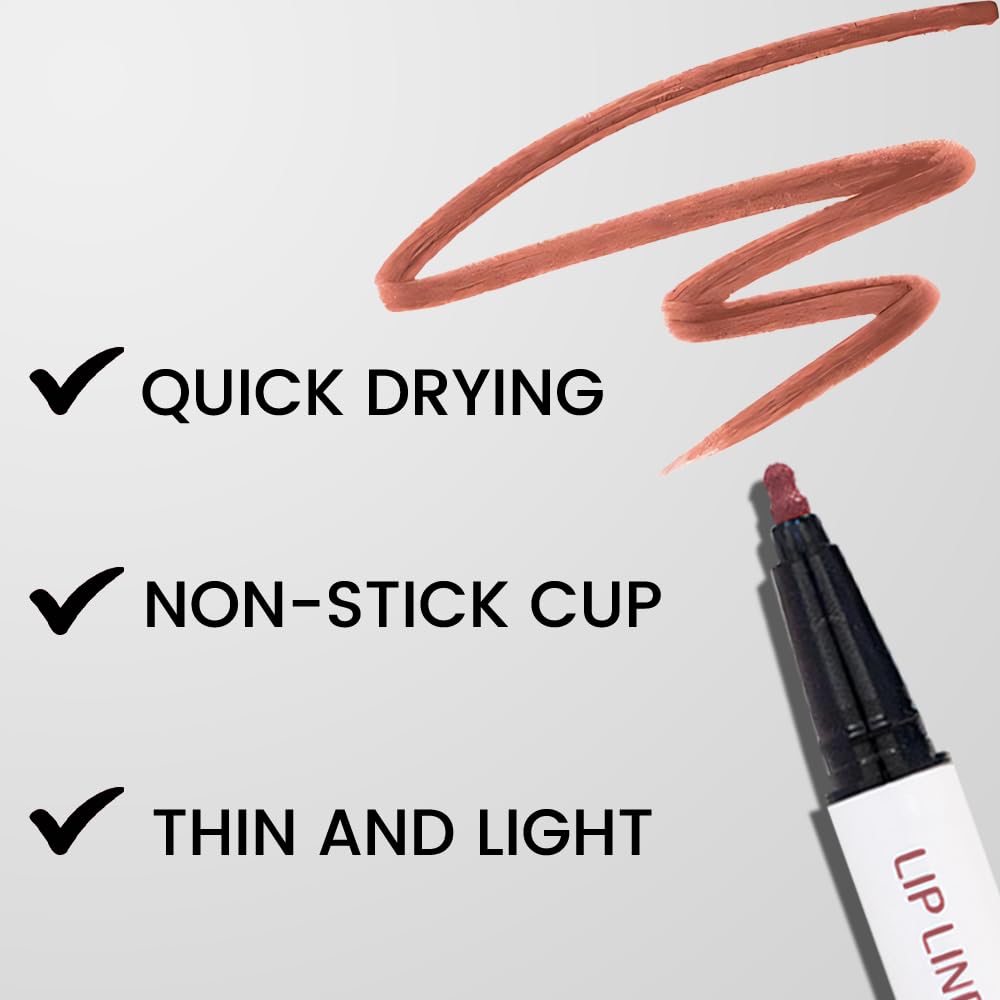 evpct Longwear Liquid Lip Liner Stain Marker Pen Long Lasting Waterproof, Nude Brown Mocha Matte Semi Permanent 24 Hour Lip Liner and Lipstick Combo, Color Stay Lipliner All Day, Lips Stain peel off