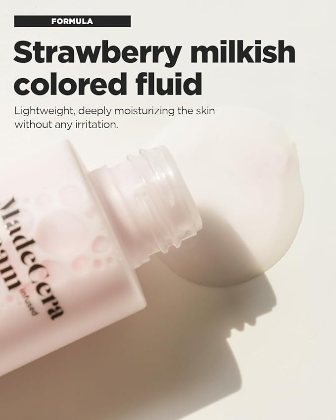 SKINRxLAB MadeCera Cream Double Essence Korean Toner 150ml (5.07fl.oz.) - Hydrating and Soothing with Milk Protein, Ceramide, Beta-Glucan - Moisturizing Strawberry Milky Toner for Irritated Skin