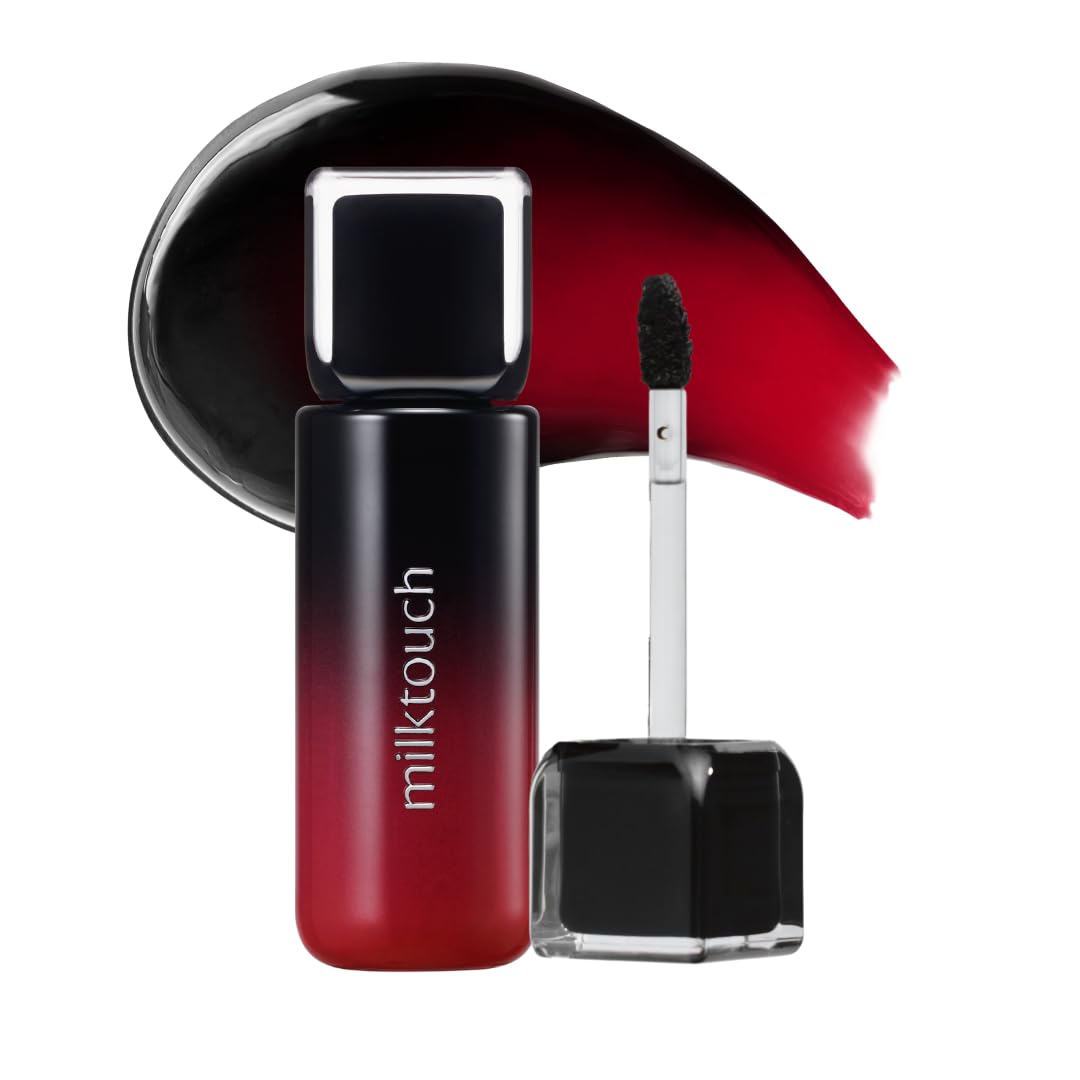 MILKTOUCH Black Peel Off Lip Tattoo - Long-Lasting Matte Lip, Waterproof & Transfer-Proof, Highly Pigmented, Stay-On-All-Day Lip Tint Stain (4.5g) #03 Black Apple