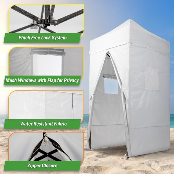 Pop Up Changing Tent - 46.5” Steel Frame Canopy Sun Shelter Pool Cabana, Portable Changing Room, or Privacy Tent for Camping Toilet or Portable Shower - Camping Essentials by Wakeman Outdoors (White)