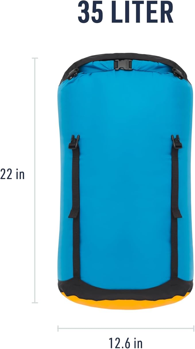 Sea to Summit eVac Compression Dry Bag, Waterproof Compression Sack, 35 Liter, Turkish Tile Blue