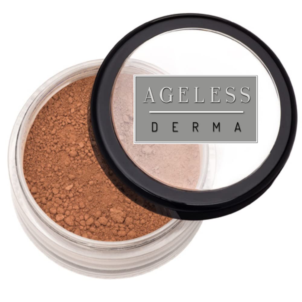 Mineral Face Powder Foundation Makeup. Natural Full Coverage Loose Foundation with Vitamin and Green Tea. Made in USA
