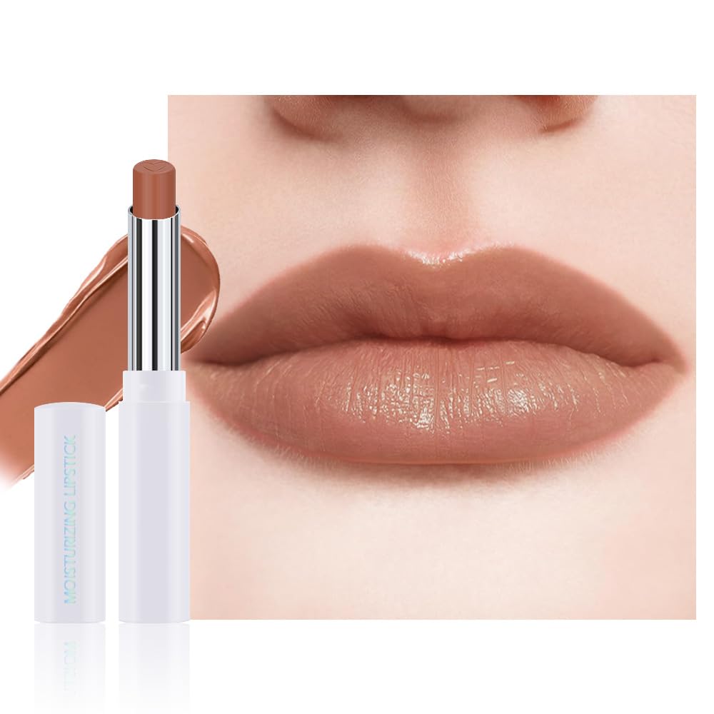 1Pcs Tinted Lip Balm Moisturizing Lipstick – Waterproof Hydrating Matte Lip Balm for Women, Creamy Natural Color Stain for Dry Lips,Soft Matte Finish with Subtle Scent (#02 Cinnamon Nude Brown)