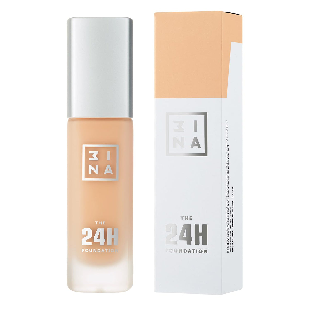 3INA The 24H Foundation 627-24H Long-Wearing Formula - Medium To High Buildable Coverage - Smooth Matte Finish - Expanded Shade Selection - Waterproof, Cruelty Free, Vegan Makeup - 1.01 Oz