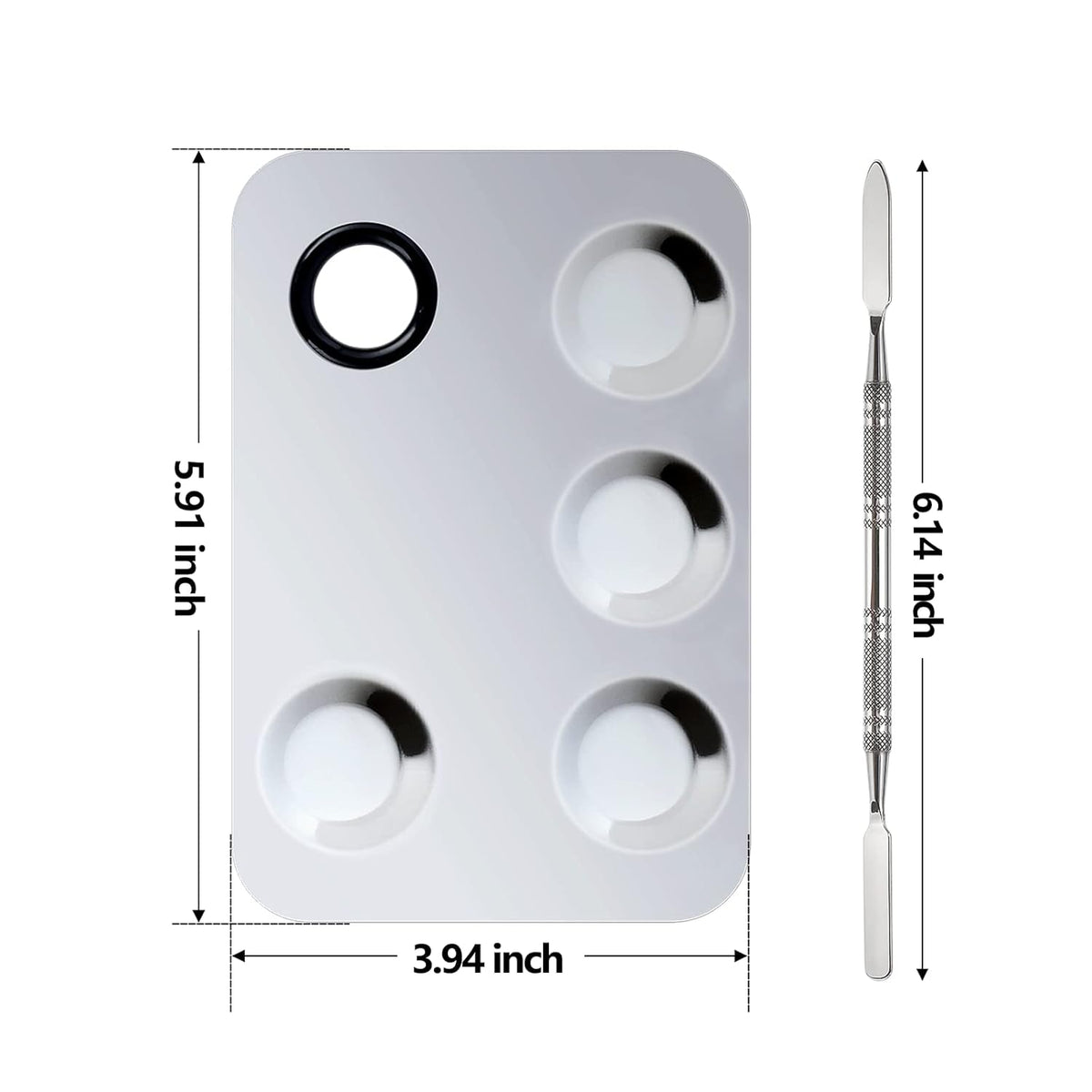 Makeup Mixing Palette, Upgrade Stainless Steel Metal Makeup Mixing Tray with Spatula Tool, Nail-art Palette for Mixing Foundation/Eye Shadow/lipstick/Nail Polish/Pigment (Rectangle)