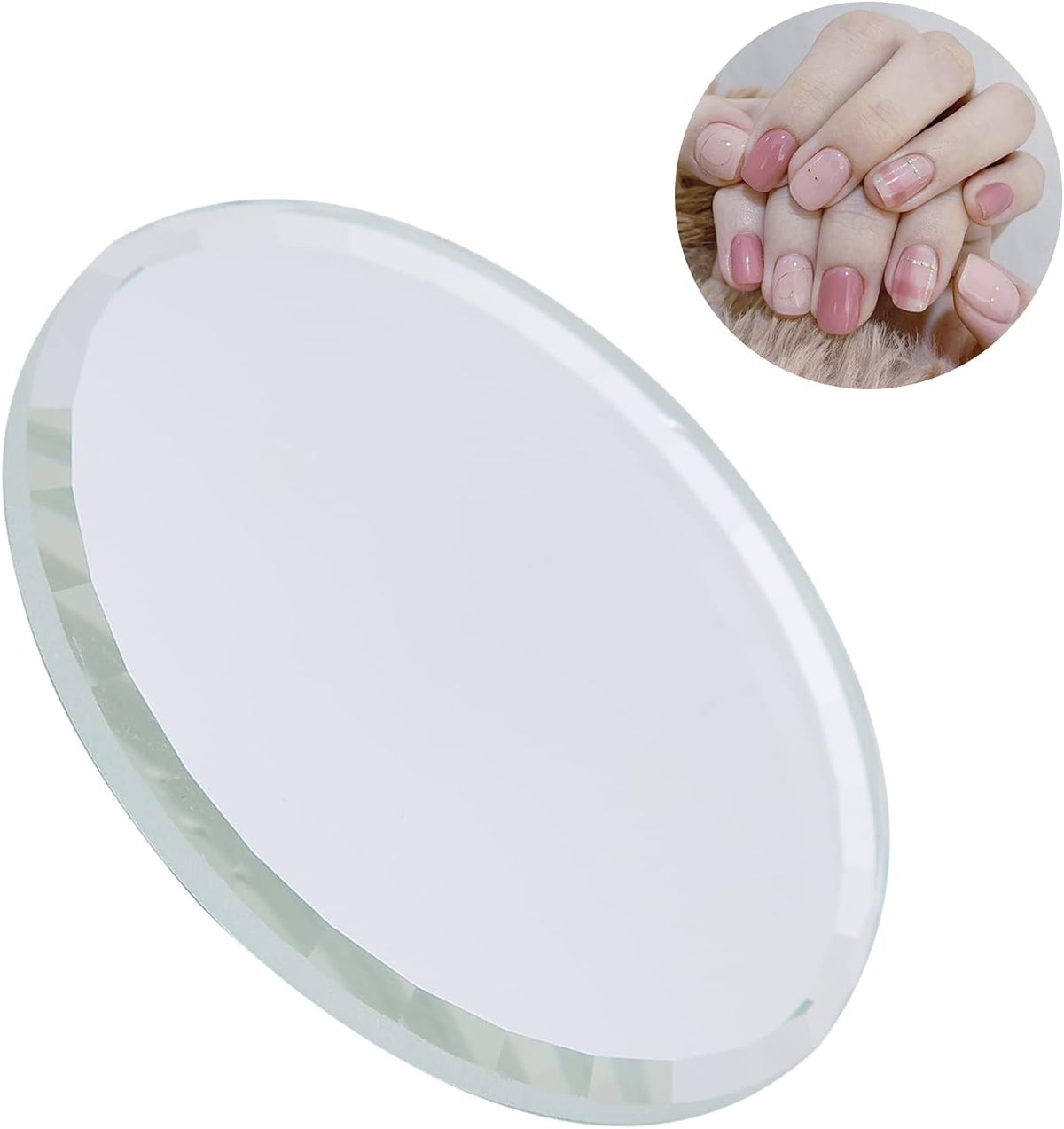 Nail Art Palette, DIY Nail Art Palette Nail Color Mixing Palette Nail Art Manicure Display Drawing Tool Nail Art Plate False Nail Mirror Glass Display Board for Manicure Makeup Paint Art(white)