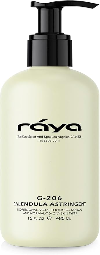 RAYA Calendula Astringent with AHA 16 oz (G-206) | Glycolic Facial Toner for Combo and Partially Oily Skin Prone to Break-Outs | Helps Normalize pH and Fight Bacteria | Made with Alpha Hydroxy Acids