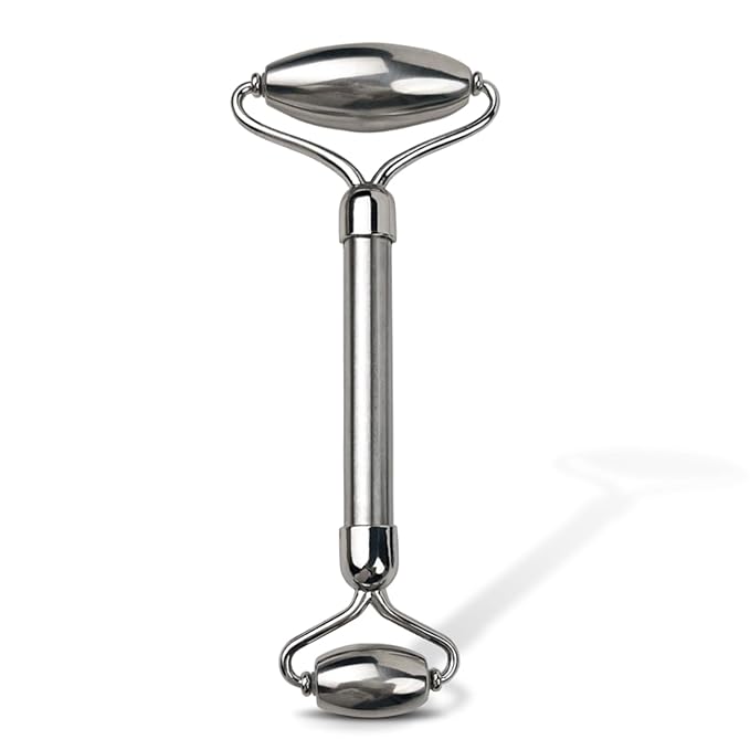 Stainless Steel Facial Roller - Metal Face and Eye Roller, Gua Sha Facial Tools Stainless Steel, Cooling Dual Sided Stainless Steel Facial Roller Massager