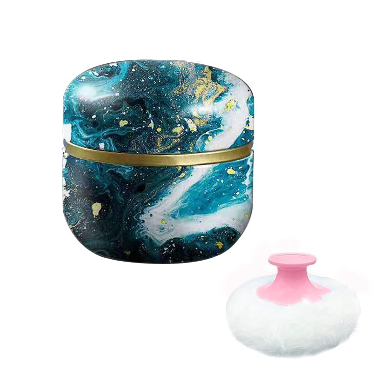 Body Powder Puff and Container for Dusting Powder, Women Powder Puff and Powder Case for Bath and Travel (Universe)