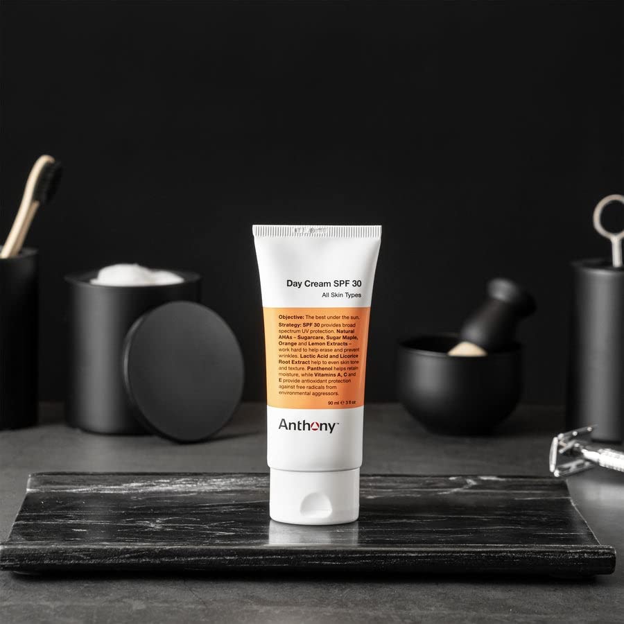 Anthony Day Cream SPF 30, 3 Fl Oz, Contains Squalane, Glycerin, Soy and Vitamin E, Hydrates, Nourishes, and Sunscreen Provides Broad Spectrum Protection To Skin (Pack Of 3)