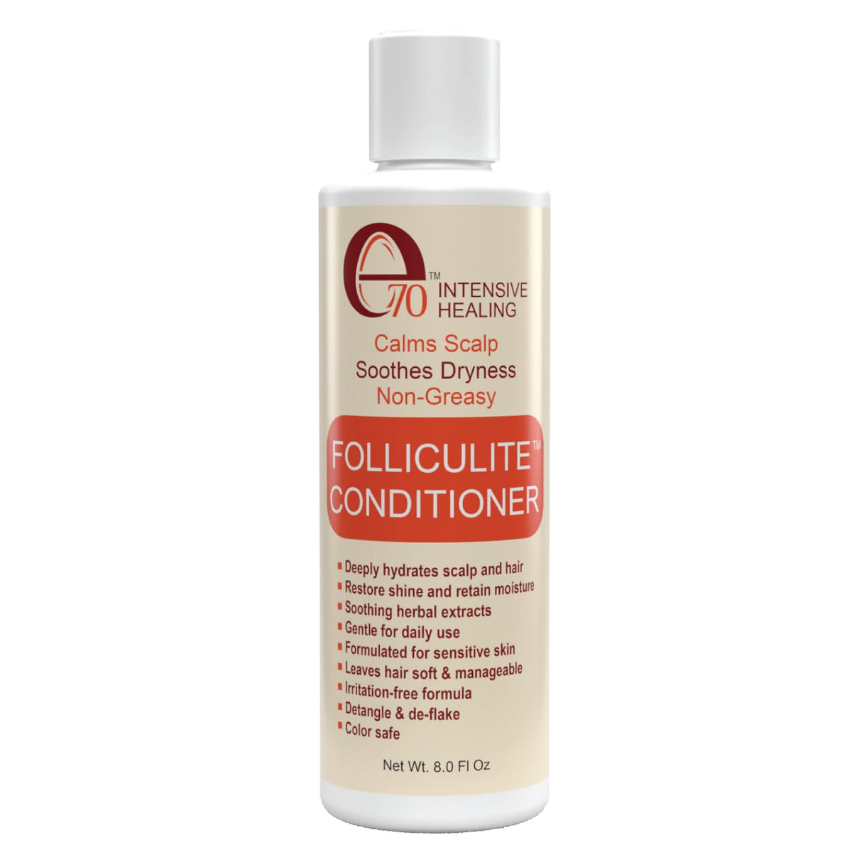 Folliculitis Treatment Conditioner with 3% BHA, Salicylic Acid, Tea Tree Oil & Chamomile Extracts - Anti Itch for women & men with Irritated Flaky Scalp Acne Treatment, Made in USA by e70, 8 fl oz
