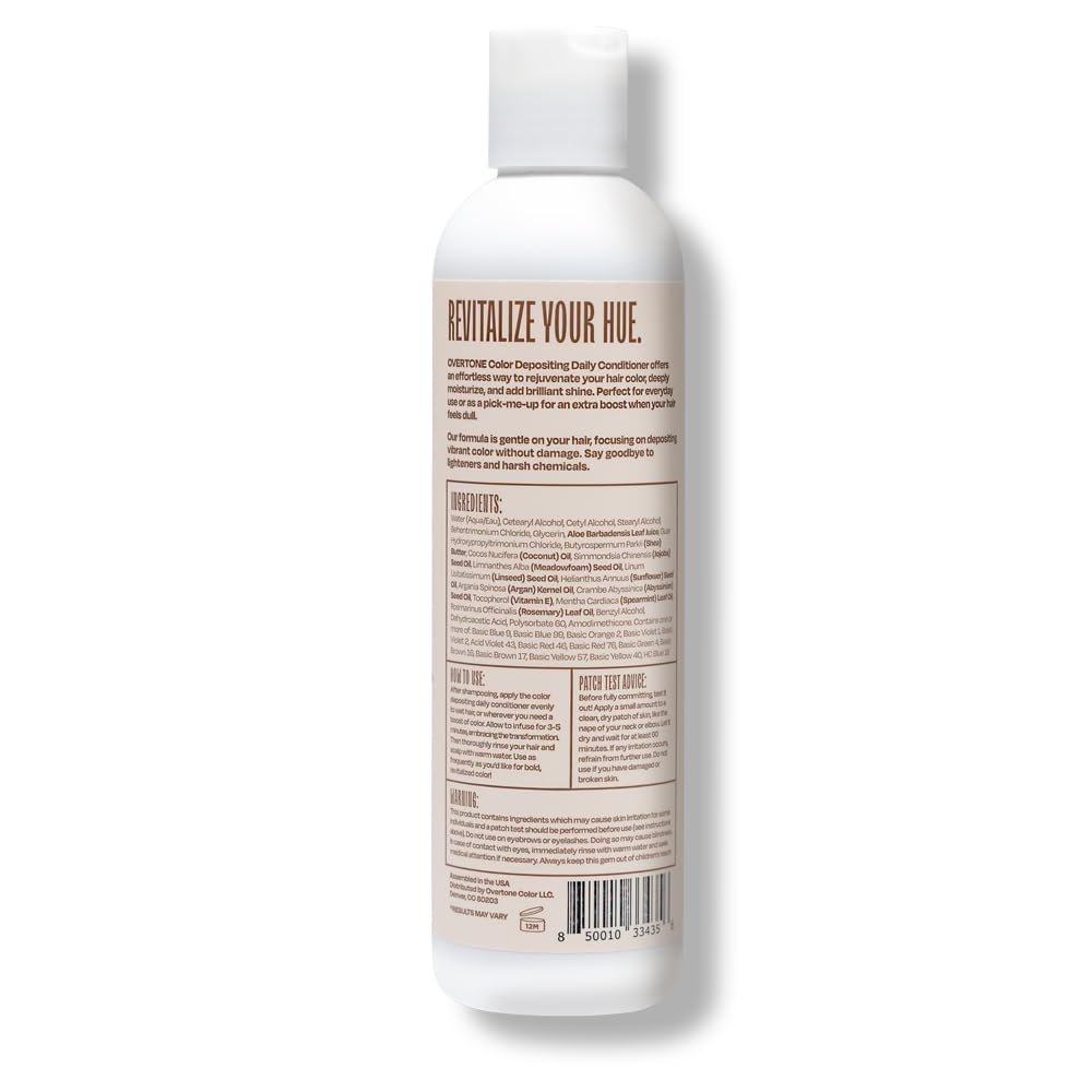 Overtone Daily Color Depositing Conditioner For All Hair Types: 8 oz Temporary Coloring Conditioner with Shea Butter & Coconut Oil - Refresh Color & Prevent Fading - Vegan & Cruelty-Free, Golden Brown