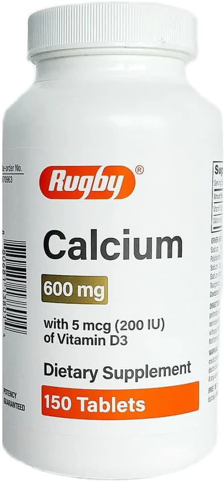 Rugby Calcium 600mg with 5mcg of Vitamin D3 150 Tablets