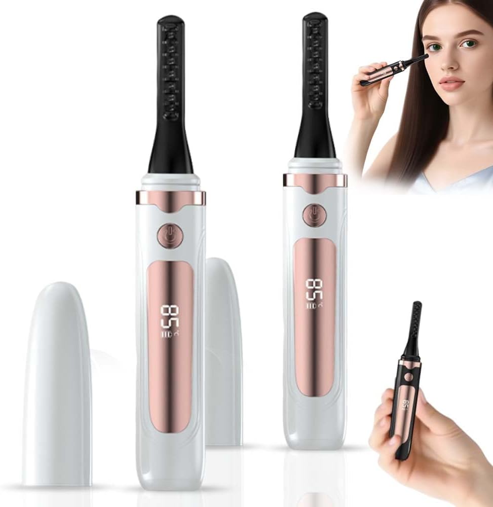 Heated Eyelash Curler, 2025 New Electric Eyelash Curler, Portable USB Type-C Makeup Tools for Travel,Women (White*2)