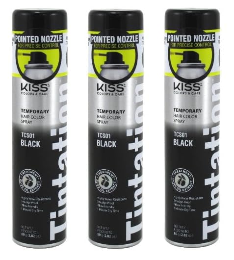 Tintation Temporary Hair Color Spray, Black, 2.82 oz (Black, 3)