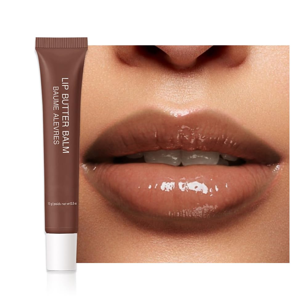 1Pcs Tinted Lip Balm Serum Makeup, Squeeze Hydrating Tint Lips Balms Serum Cosmetic, Women Care Glossy Nourishing Plumping Lip Stain Gloss Lipstick, Suitable for dry lips, Long-Lasting Color 08